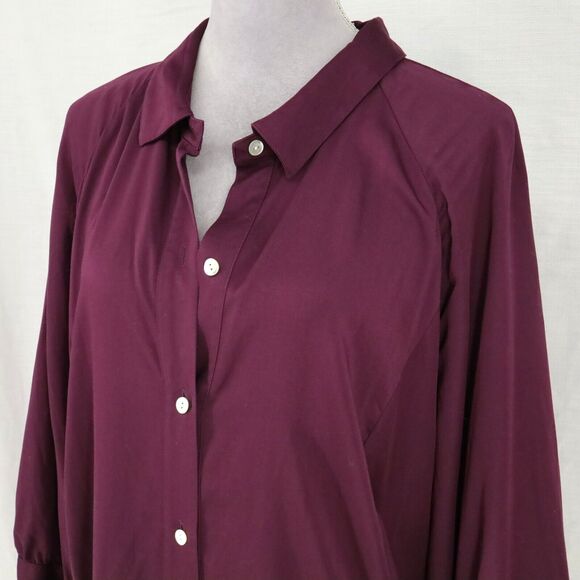 J Jill Dress Plus Size 2X Plum Eggplant Stretch Twill Back Pleats Oversized - Picture 9 of 14
